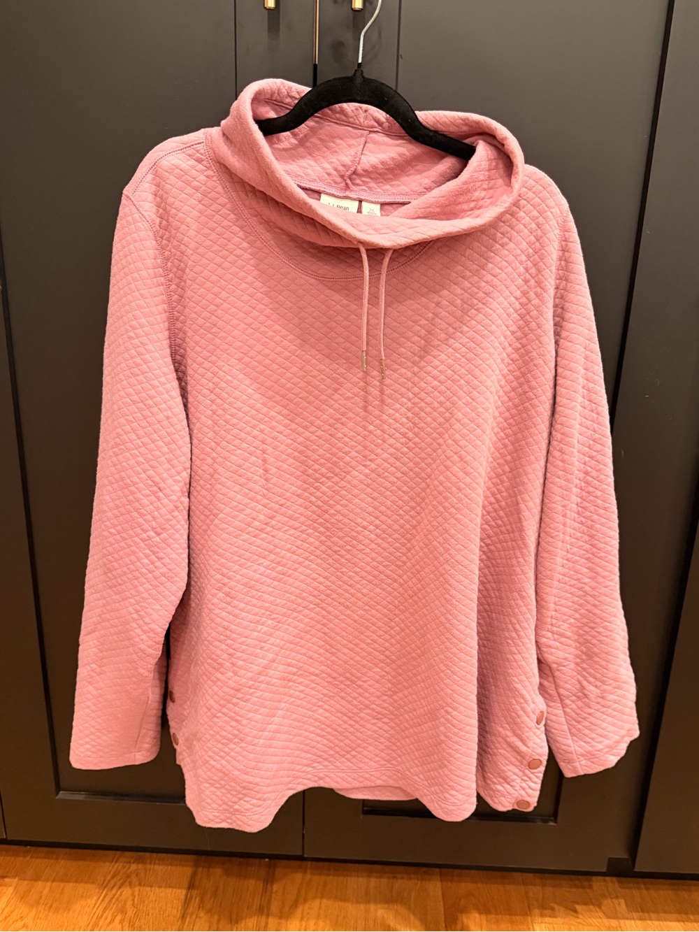 L.L.Bean 3X Dusty Pink Quilted Cowl Neck Pullover Side Snaps